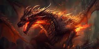 epic wallpaper of a fire dragon