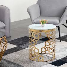 Currs Gold Modern Round End Table With