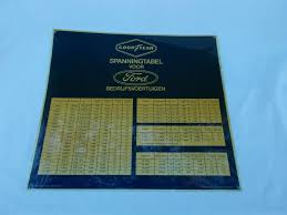 1968 Rare Ford Goodyear Truck Tires Inflation Chart From Belgium Man Cave Ebay