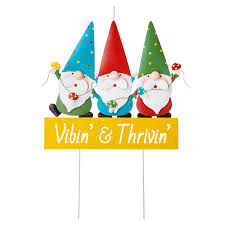 Vibin Thrivin Gnome Trio Yard Stake