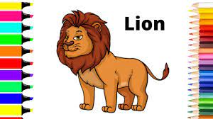 colour lion coloring page for kids