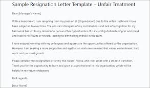 resignation letter template for bad