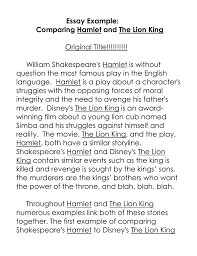essay example comparing hamlet and the lion king original title 