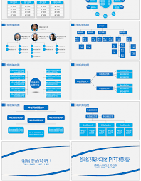 Awesome Blue Compact Enterprise Organization Chart Ppt
