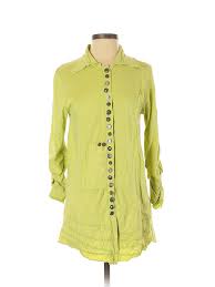 Details About Neon Buddha Women Green Long Sleeve Button Down Shirt S