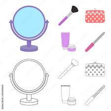 table mirror cosmetic bag face brush