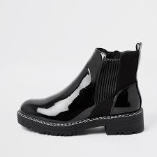 Buy men's chelsea boots and get the best deals at the lowest prices on ebay! Black Patent Chunky Chelsea Flat Ankle Boots River Island