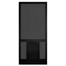 black aluminum hinged screen door