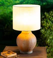 outdoor terra cotta style table lamp