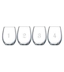 Numbered Stemless Wine Glasses Set Of 12