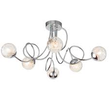 Endon Lighting Auria 6 Light Semi Flush Fitting Chrome Plate With Clear Glass Chrome Wire