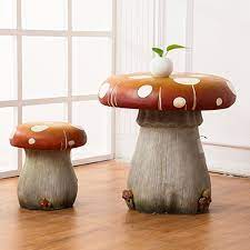 Cute Mushroom Table And Ottoman Resin