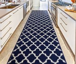 navy blue trellis design carpet runner