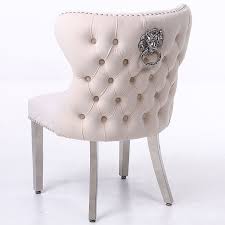 Crushed velvet, or velvet ,black wooden legs. Diana Wide Mink Velvet And Chrome Dining Chair With Lion Ring Knocker Picture Perfect Home