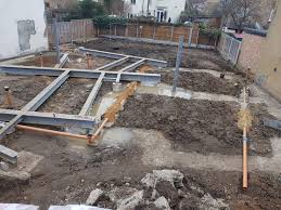 constructing steel beam foundation to