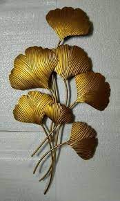 Golden Ginkgo Leaves Metal Wall Art