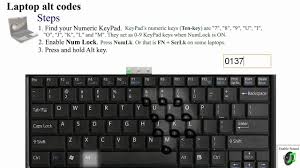alt code symbols on laptop keyboard