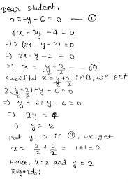 Substitution Method 2x Y 6 0 And 4x 2y