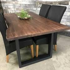 Costway set of 4 dining chairs, dining room side chair with slat back, rubber wood legs armless chair with black base and walnut seat ideal for home, kitchen, dining room 3.6 out of 5 stars 62 $199.99 $ 199. Dark Walnut Acacia Live Edge Dining Room Table Woodify Canada