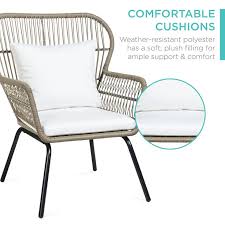 outdoor wicker w 2 chairs cushions