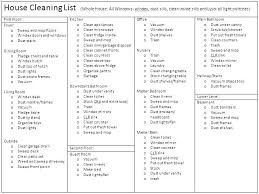 Housekeeping Schedule Template House Cleaning Checklist