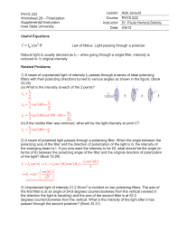 phys 222 worksheet 28 polarization answers