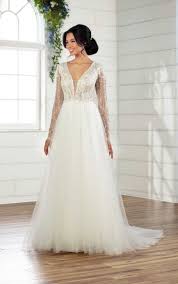 Both wore traditional gowns with elegant lace sleeves. Long Sleeve Wedding Dresses Gowns With Sleeves Essense Of Australia