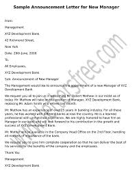 How to write a formal letter to a bank manager. Sample New Manager Announcement Letter
