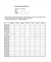 Work Availability Form Absolute Template Best Of Printable