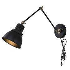 Plug In Wall Sconces Lamp Tausende Black Indoor Wall Sconce Light Wall Mounted Light Fixture With Plug In Cord On Off Switch Metal Swing Arm Wall Lamps For Bedroom Bedside Reading