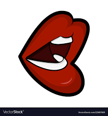 cartoon open mouth lips side isolated