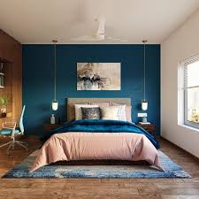 modern master bedroom design with blue