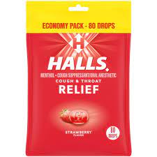 halls relief strawberry cough drops
