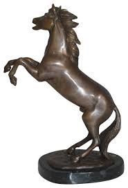 Rearing Horse Small Bronze Statue