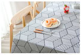 Tablecloth Linen Geometric Black White