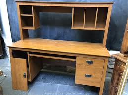 Sauder harbor view computer desk with hutch, salt oak finish. Gleaton S Metro Atlanta Auction Company Estate Sale Business Marketplace Auction Nice Peachtree City Downsizing Estate Sale Online Auction Starts Closing At 8 Pm Wednesday June 27th Item Sauder Desk With Hutch