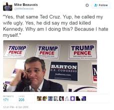 Although cruz has denied responsibility for the image, trump took to twitter on tuesday. Ted Cruz Calling Voters For Trump Meme 100616 Chron