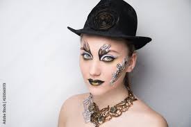 woman steam punk make up stock foto