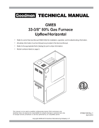 Goodman Mfg Upflow Horizontal Gme8 Users Manual Manualzz Com