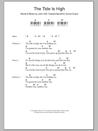 High tide or low tide chords. The Tide Is High Sheet Music Blondie Piano Chords Lyrics