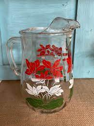 Vintage Glass Tea Juice Pitcher 64 Oz