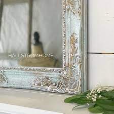 French Shabby Chic Wall Mirror Blue
