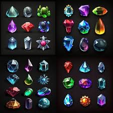 set of fantasy jewelry gems stone icon