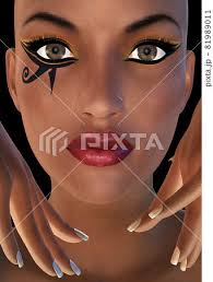 3d woman with egyptian makeup stock