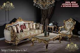 Royal Look Gold Carved Sofa Set For