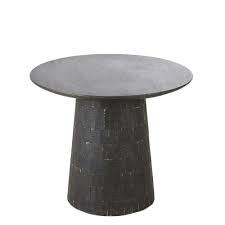 Round Side Table In Black Mango Wood