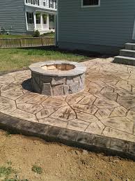 Stamped Concrete Patio With Firepit