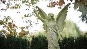 Gothic Angel Gravestone Close Up In