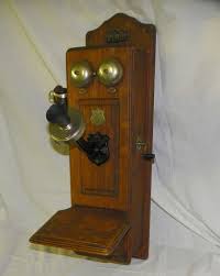 Antique Oak Wall Mount Telephone