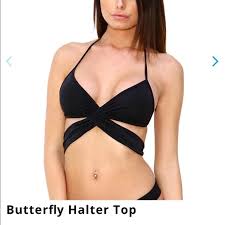 Iheartraves Butterfly Halter Top